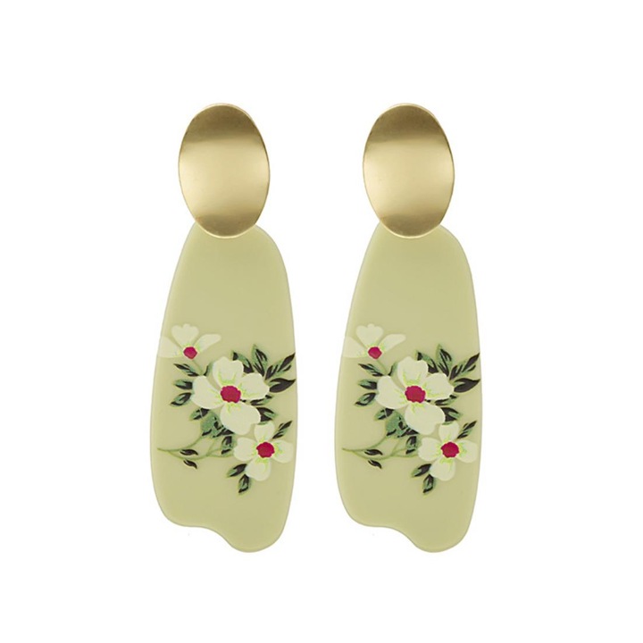 YWD-FMM hosszú fülbevaló, virágmintás, többszínű