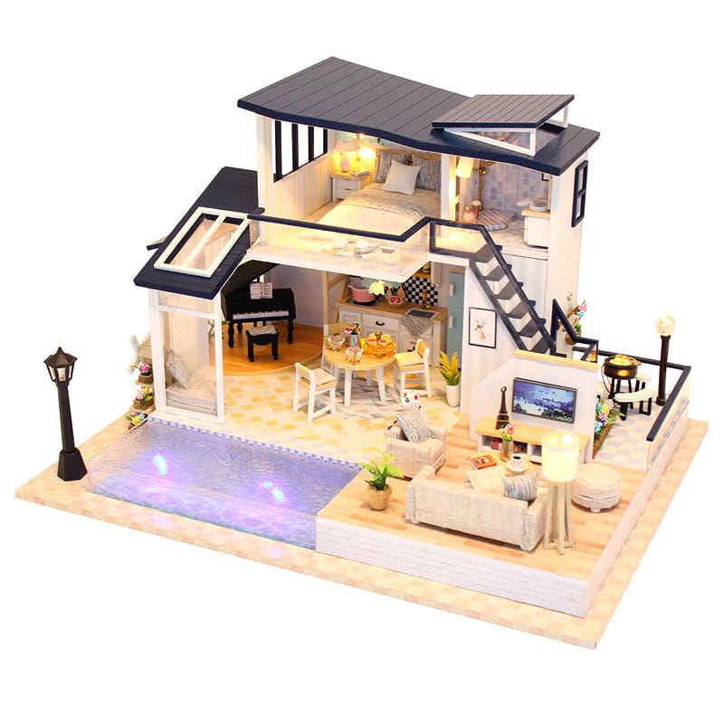 Macheta casuta de asamblat Habarri, 33 x 25 x 22 cm, Becuri LED, Multicolor