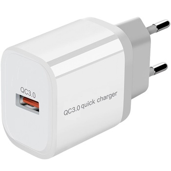 Incarcator priza quick charge 5V/ 3A , 1 porturi USB, Alb Incarcator priza quick charge 5V/ 3A , 1 porturi USB, Alb