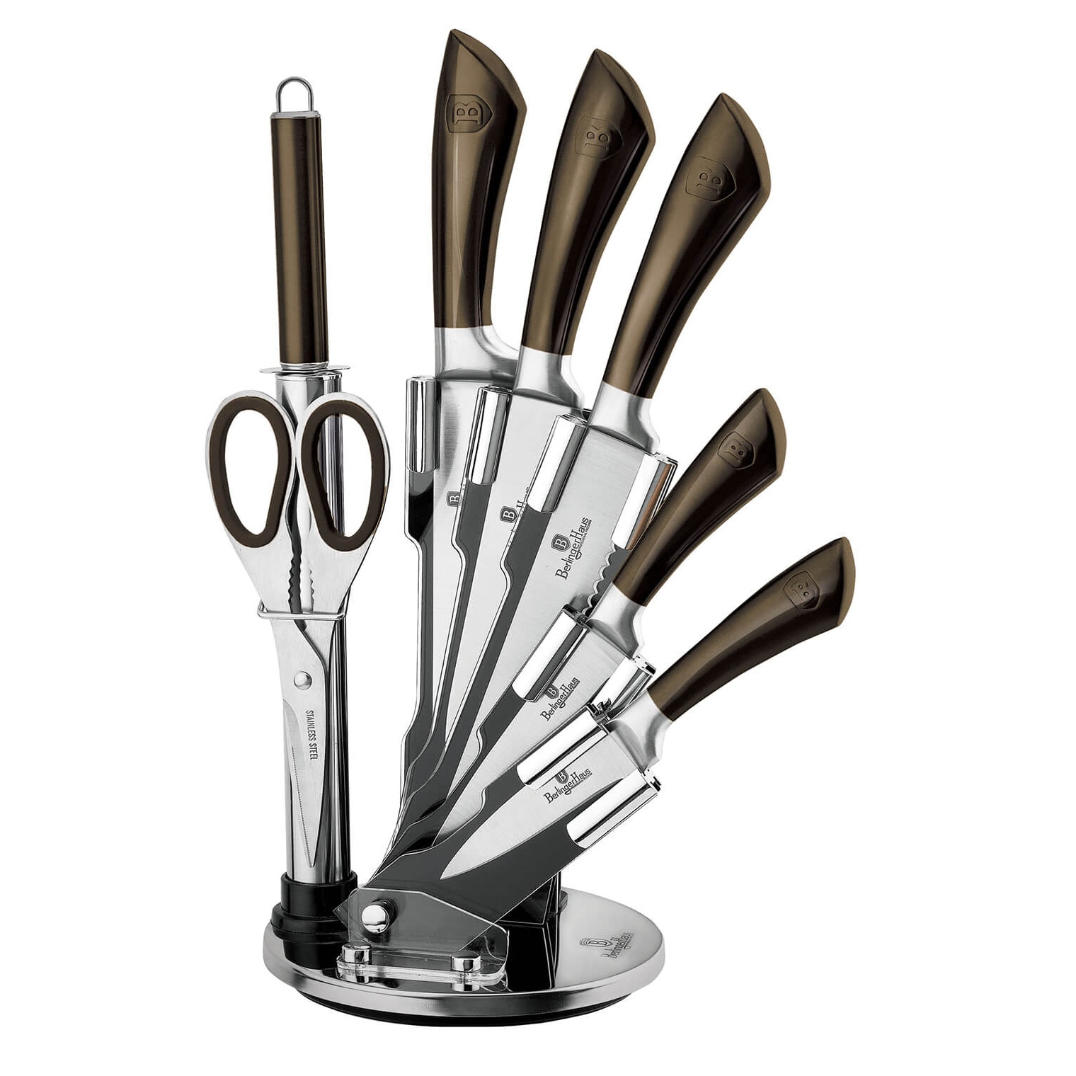 Set cutite otel inoxidabil (8 piese) Metallic Line Shiny Black Edition Berlinger Haus BH 2668