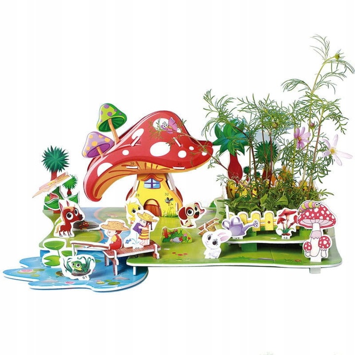 Set Casuta Cu Gradina Diy, Habarri, Materiale Spuma Eps, Hartie, Plastic, Numar De Piese 34, Nivel De Dificultate 3/7, Produs Certificat Ce, 25x19x11 cm, Multicolor, 2 Buc