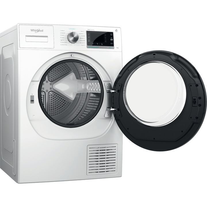 Uscator Whirlpool W7 D94WB EE, 9 kg, Clasa energetica A+++, display LCD, Tehnologie 6th Sense, alb