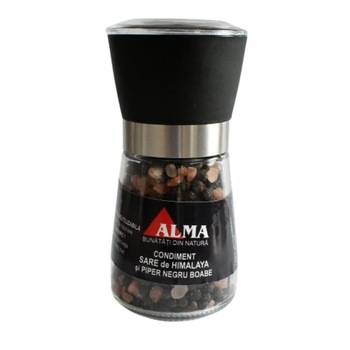 Rasnita reutilizabila, Alma, cu piper boabe si sare de Himalaya, 170g Rasnita reutilizabila, Alma, cu piper boabe si sare de Himalaya, 170g