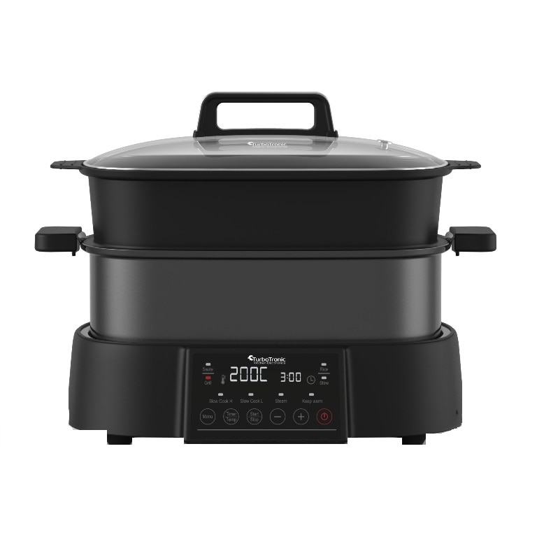 Multicooker TurboTronic TT-MC6, 1250 W, capacitate 6L, functie programare, 7 moduri de gatire, touch control afisaj LED , negru
