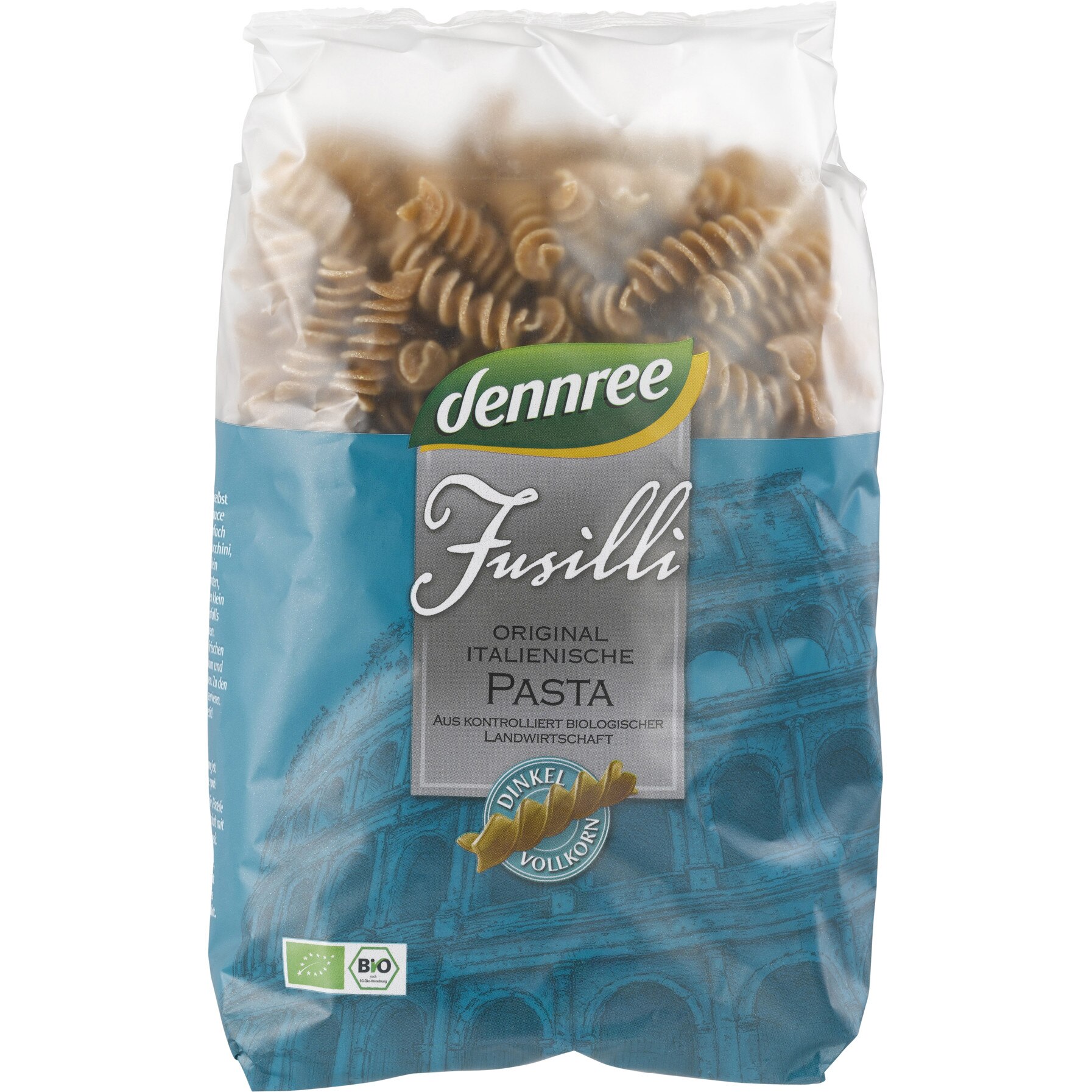 Fusilli din spelta integrala, Dennree, bio, 500g