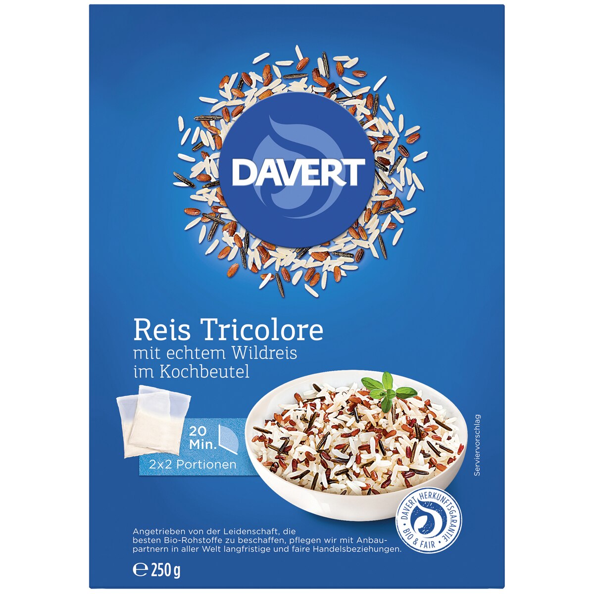 Orez tricolor in punga de gatit, Davert, bio, 250g