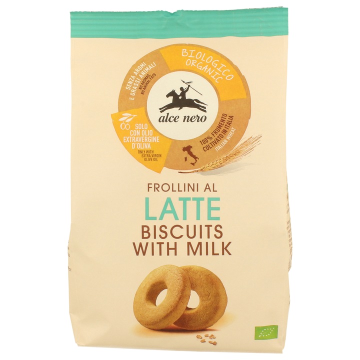 Biscuiti fragezi cu lapte bio, 250g, Alce Nero