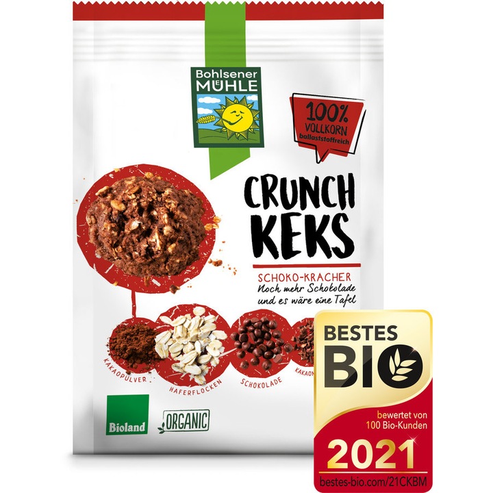 Biscuiti crocanti cu ciocolata bio, 150g, BOHLSENER MUEHLE Dystrybutor: Bio Planet S.A