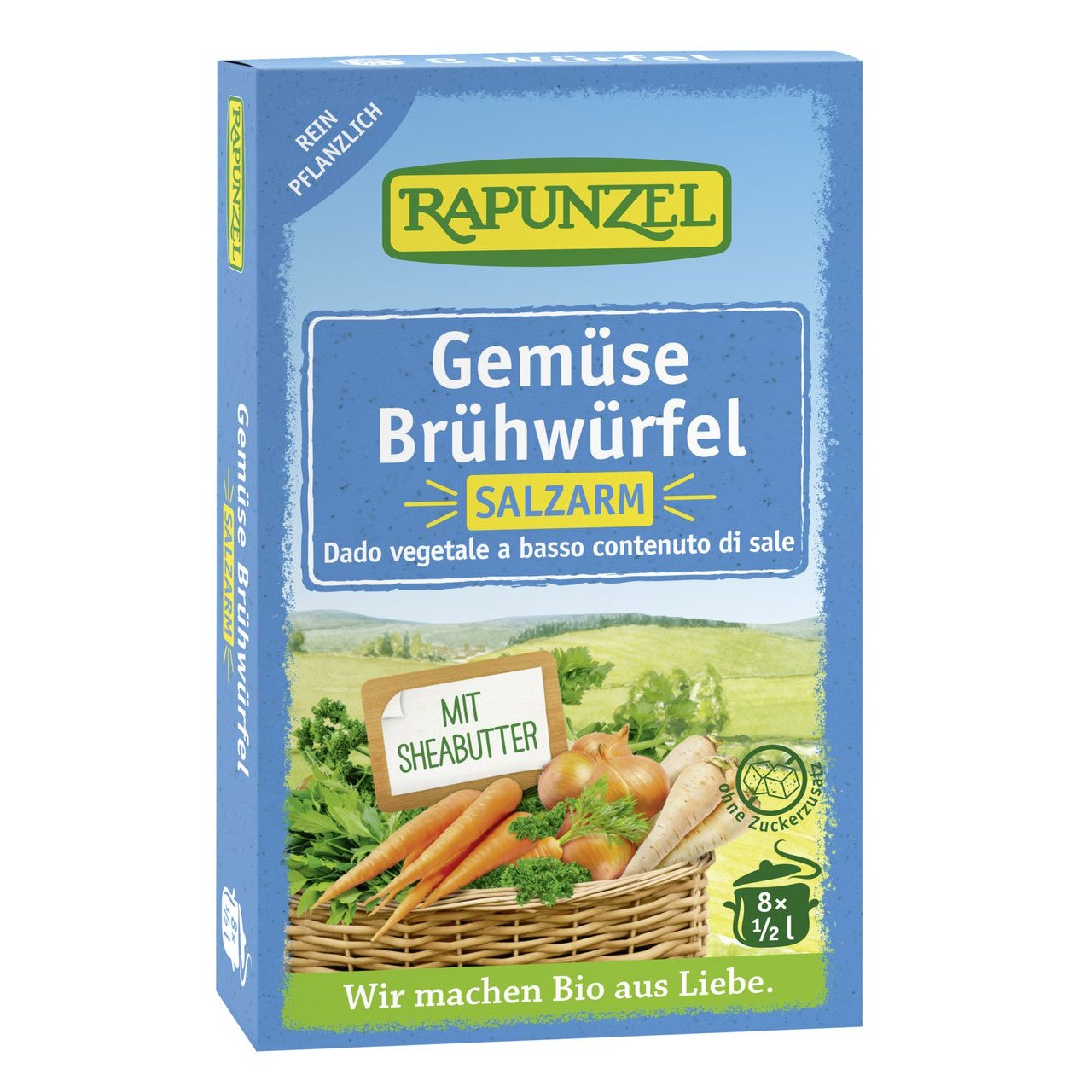 Cuburi de supa de legume cu putina sare, Rapunzel, bio, 68g