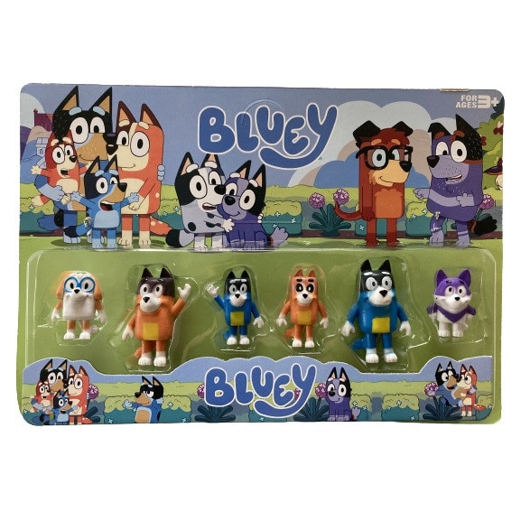 Set 6 figurine Bingo si Bluey 7 cm,multicolor