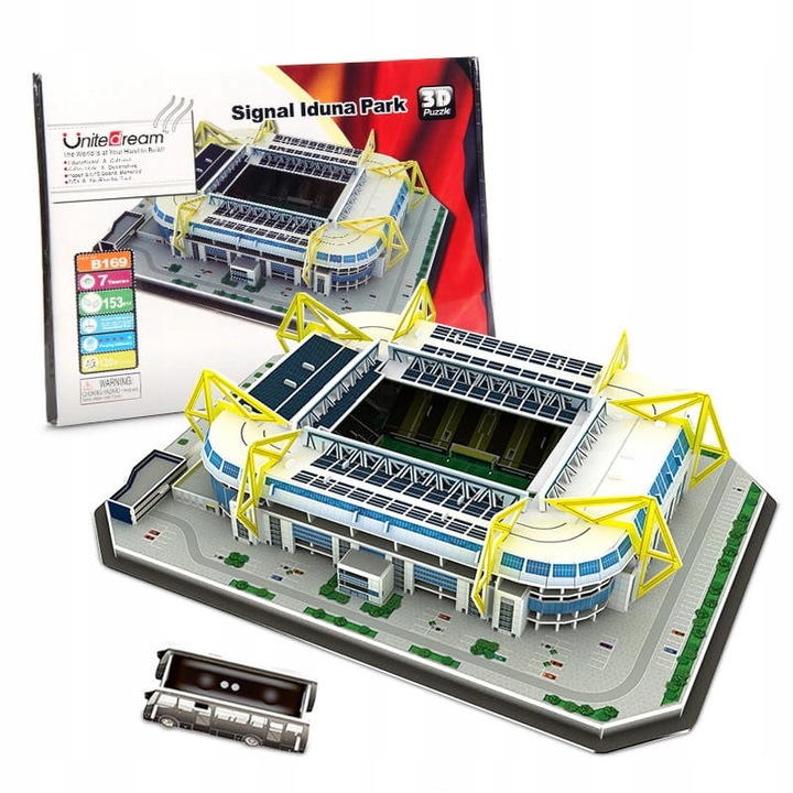 Puzzle 3D Stadion Fotbal, Signal Iduna Park, Habarri, Model Realist, Asamblare Usoara Fara Lipici, Cadou Ideal Pentru Fani, Dezvolta Abilitati Manuale, Dimensiuni Compacte, Usor De Asamblat, 153 Piese