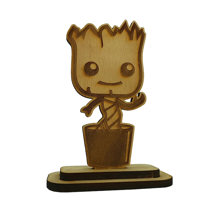 Figurina Baby Groot Dragobete Valentine's Day Sot Iubit, Lemn, 12 cm