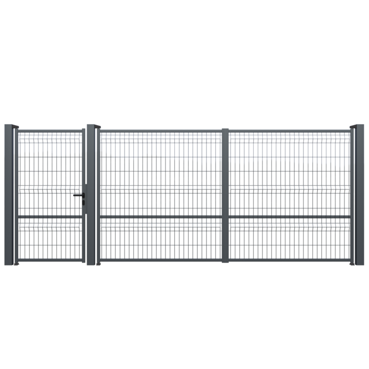 Set poarta auto si pietonala, Todome, modern 202, gri antracit, 450 x 180 cm