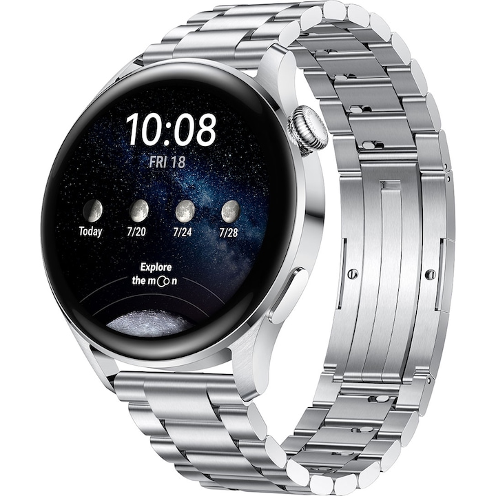 Huawei Watch 3 Okosóra, 46 mm, Stainless Steel, Fém szíjjal