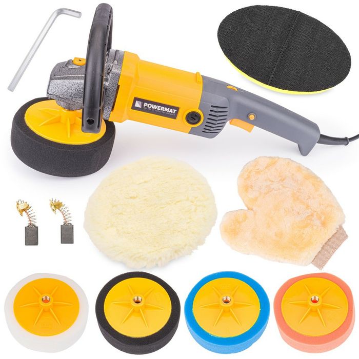 Set masina pentru polisat auto, flex polis auto cu accesorii Bureti 180mm 2600W Powermat