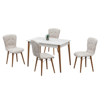 Set masa Modella Turk cu 4 scaune, Masa blat MDF 113x73x 75 cm , 4 scaune tapitate Set masa Modella Turk cu 4 scaune, Masa blat MDF 113x73x 75 cm , 4 scaune tapitate