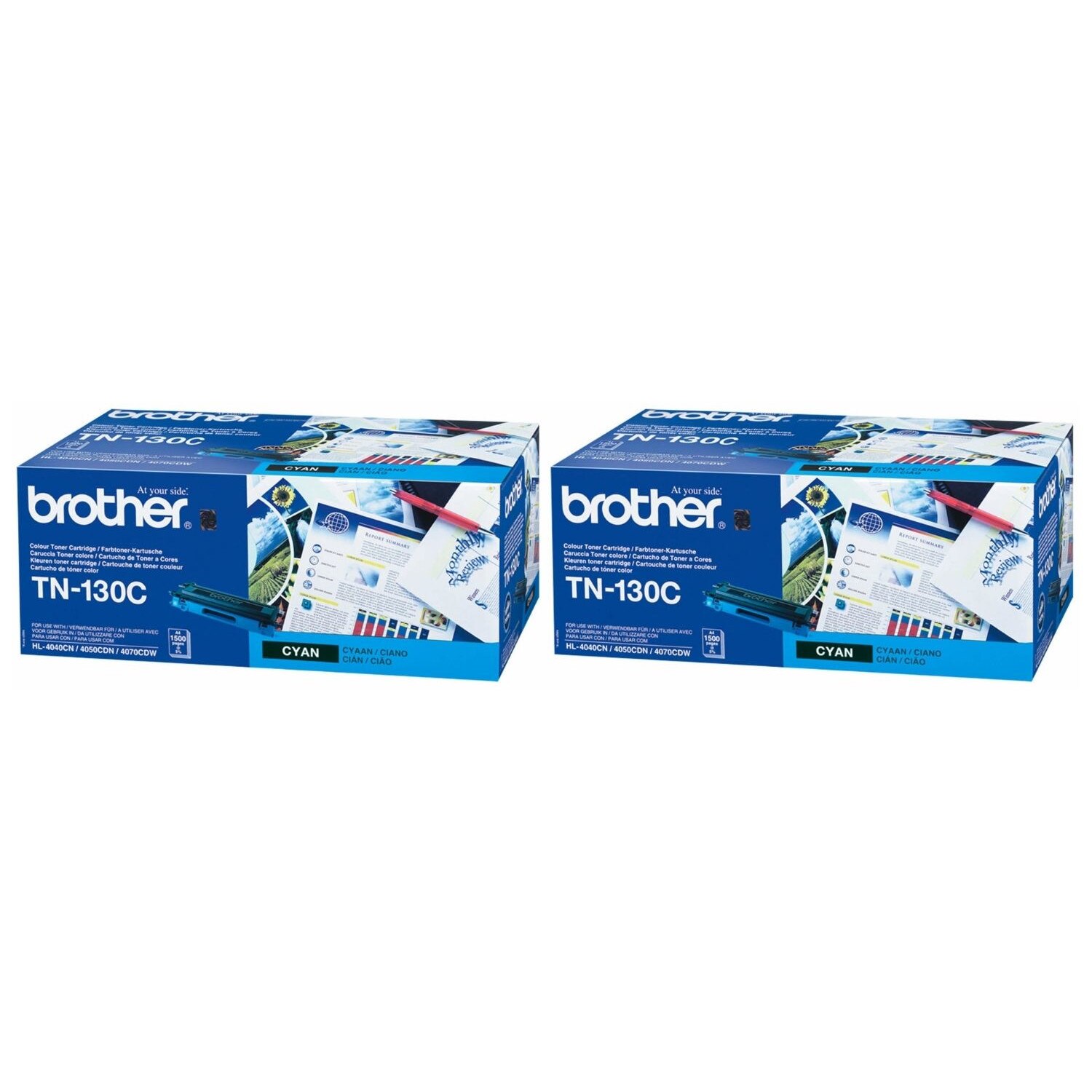 Pachet Cartus toner Brother Original 2x TN130C Cyan 3000 pagini