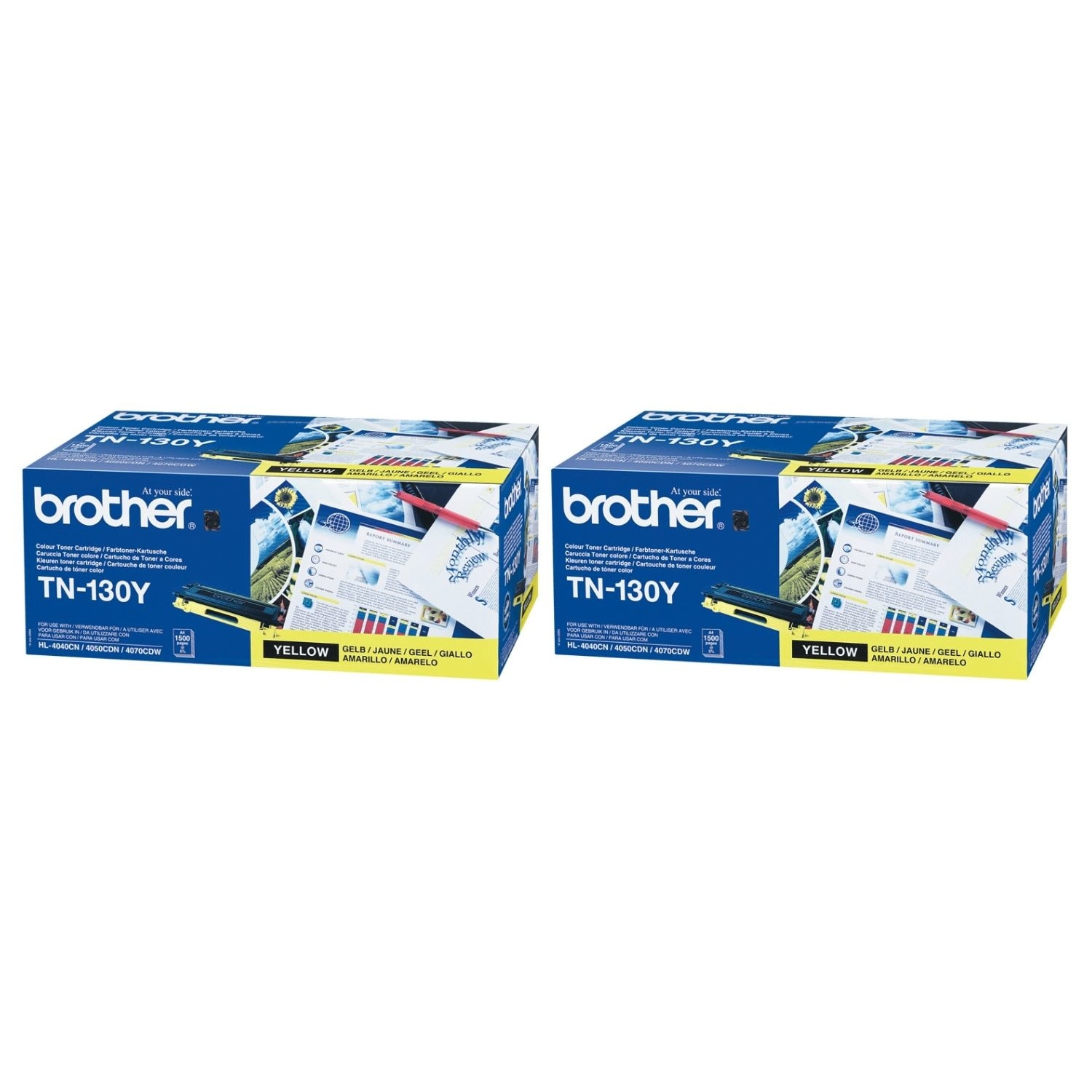 Pachet Cartus toner Brother Original 2x TN130Y Galben 3000 pagini