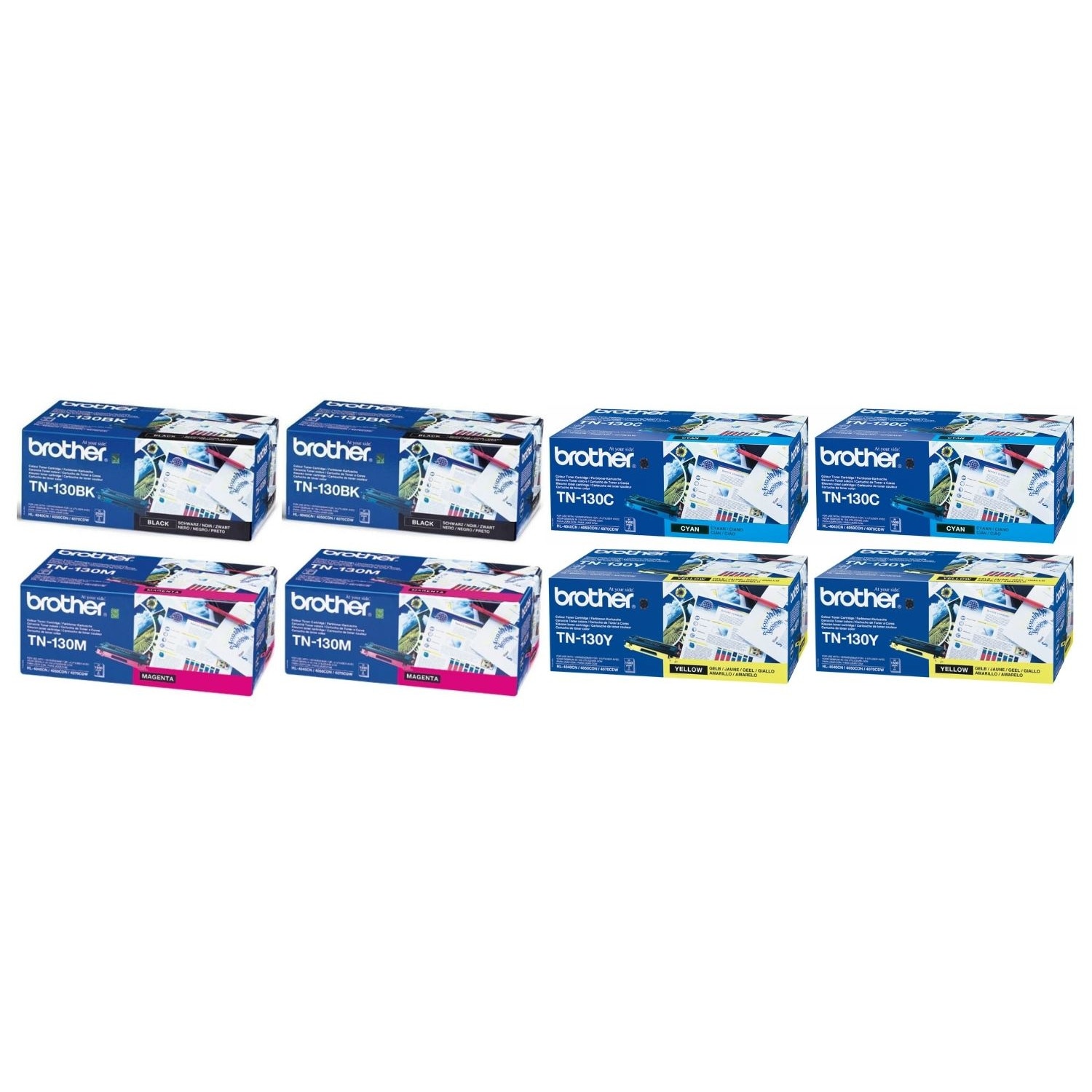 Pachet Cartus toner Brother Original 2x TN130BK Negru 2x TN130C Cyan 2x TN130M Magenta 2x TN130Y Galben 14000 pagini
