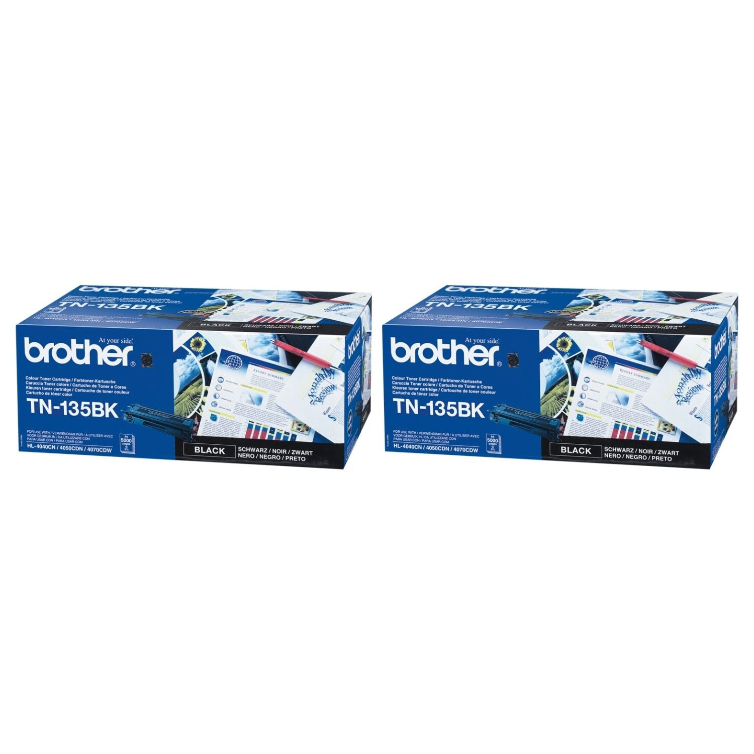 Pachet Cartus toner Brother Original 2x TN135BK Negru 10000 pagini