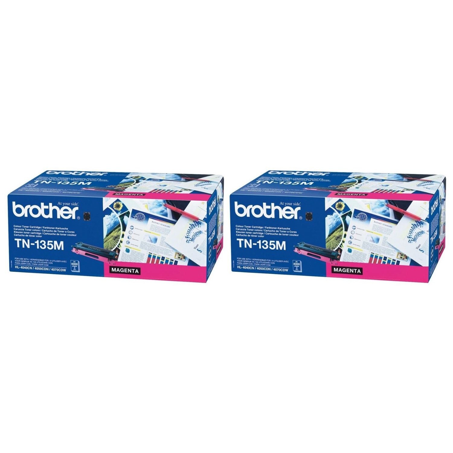 Pachet Cartus toner Brother Original 2x TN135M Magenta 8000 pagini