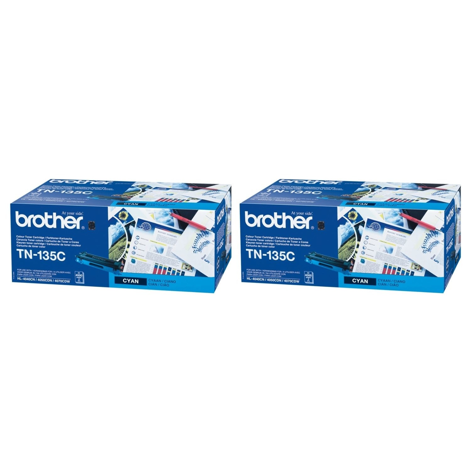 Pachet Cartus toner Brother Original 2x TN135C Cyan 8000 pagini
