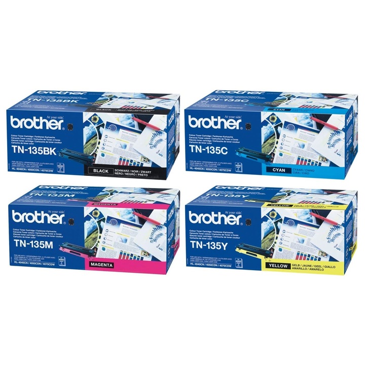 Pack Brother Eredeti festékkazetta TN135BK Fekete TN135C Cián TN135M Magenta TN135Y Sárga 17000 oldal