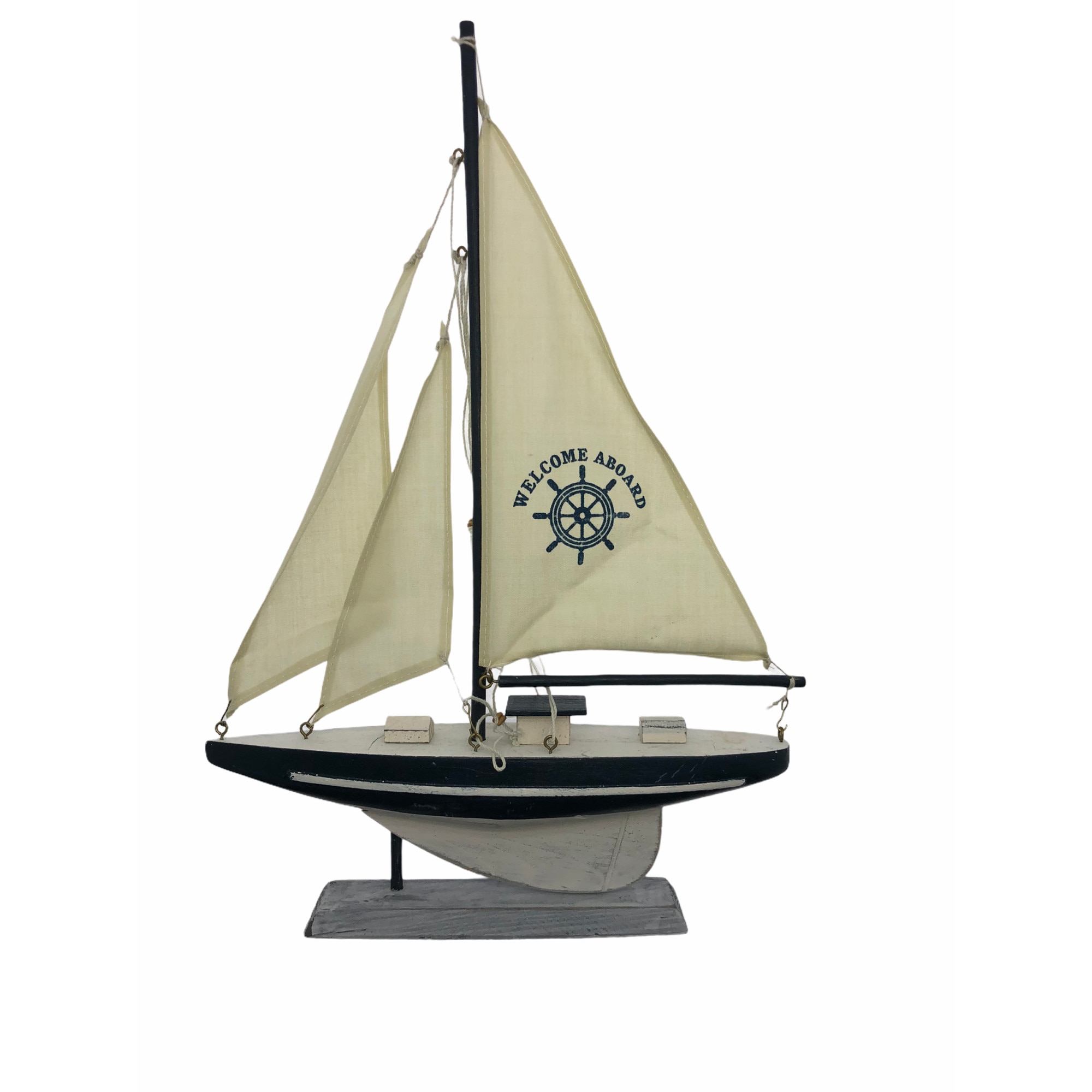 Barcuta decorativa Atelier, Welcome aboard, Lemn, 40x28cm