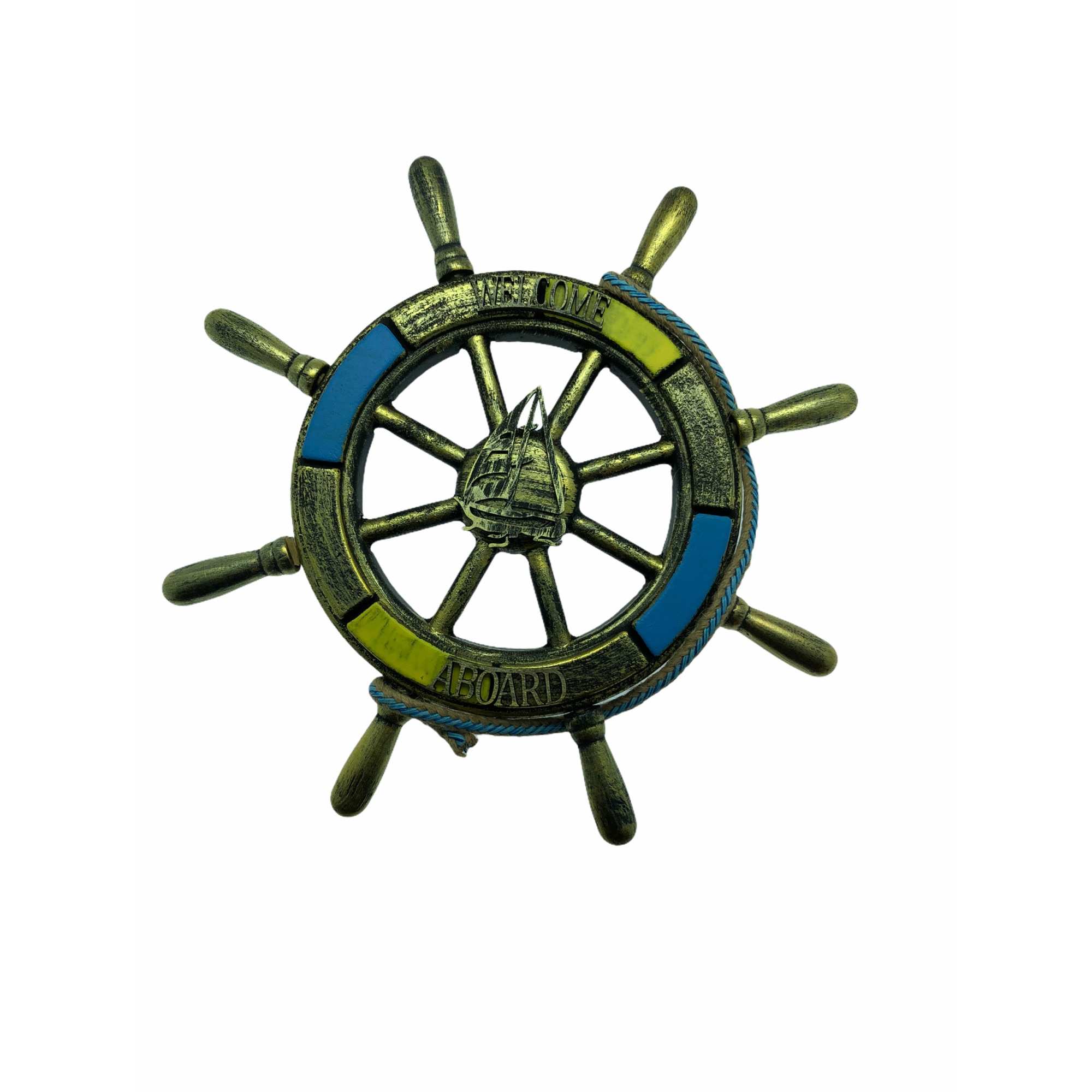 Carma decorativa Atelier, Lemn, Albastru/Galben, 34cm