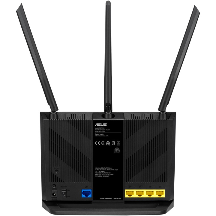 Router Wireless ASUS 4G-AX56, AX1800, Dual-band, Wi-Fi 6, 4G LTE, AiProtection