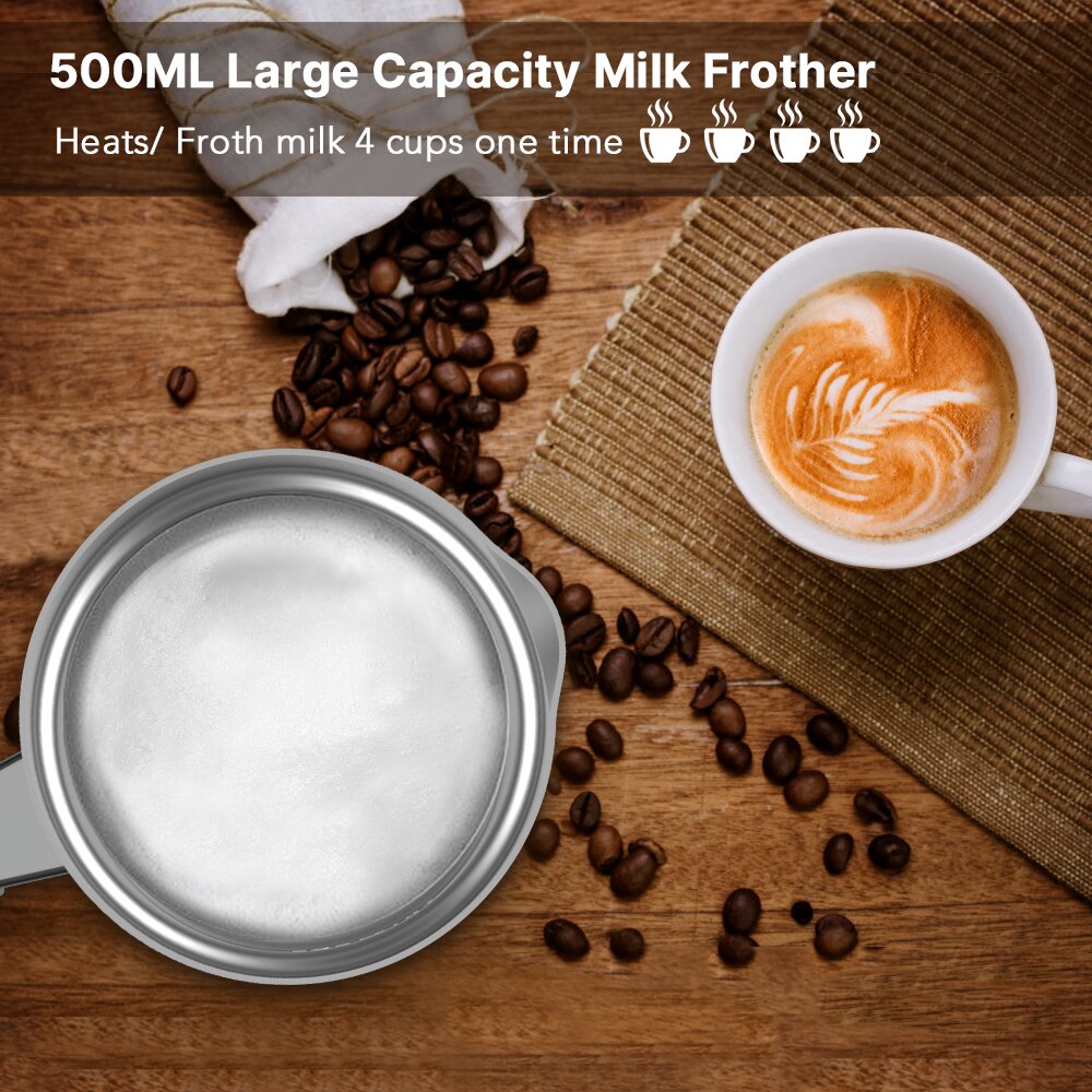 Dispozitiv spumare lapte 3 in 1, HadinEEon, Otel inoxidabil, 500ml