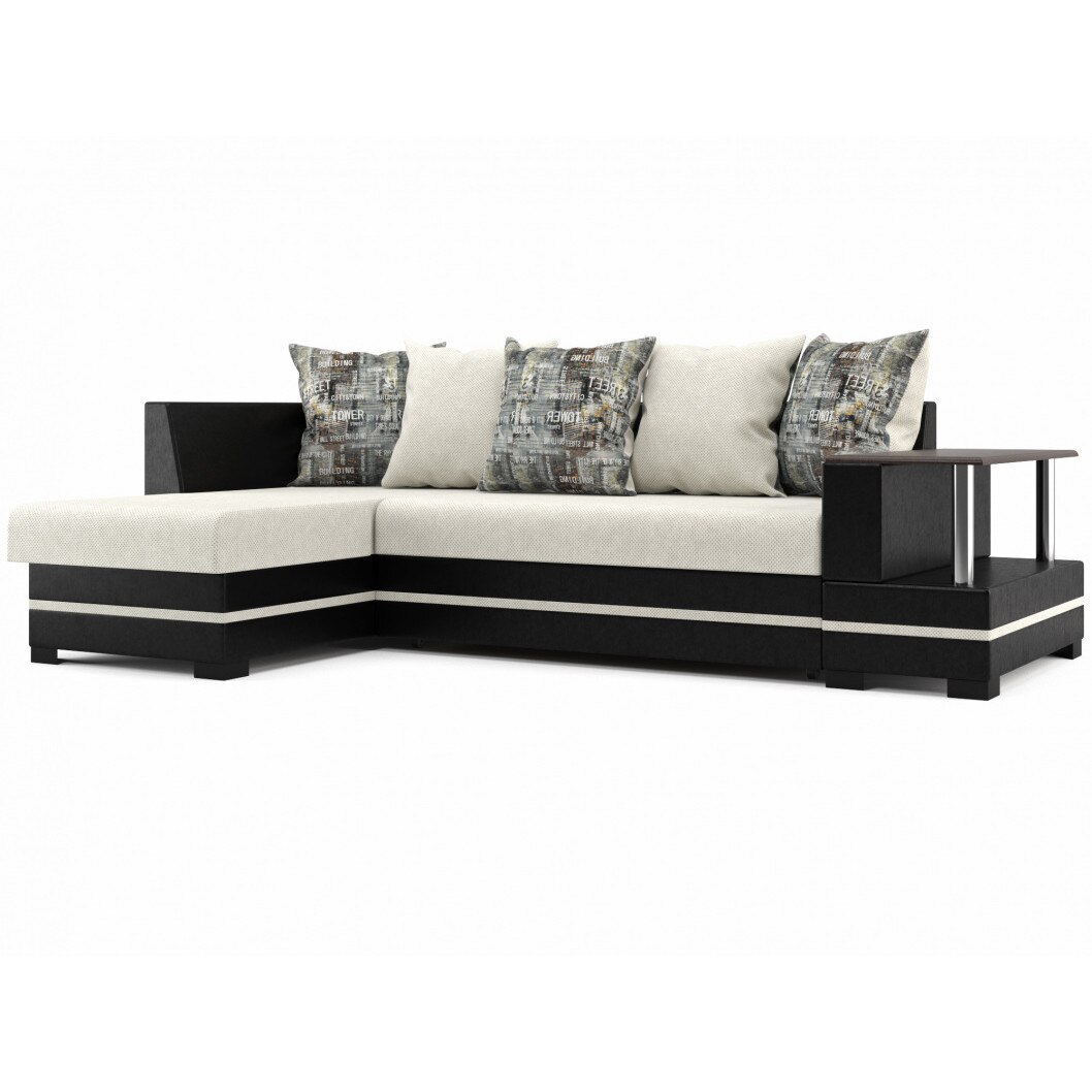 Coltar extensibil Stolline,Lord 250 x 67 x 157 cm,Negru-Alb, cu lada stanga