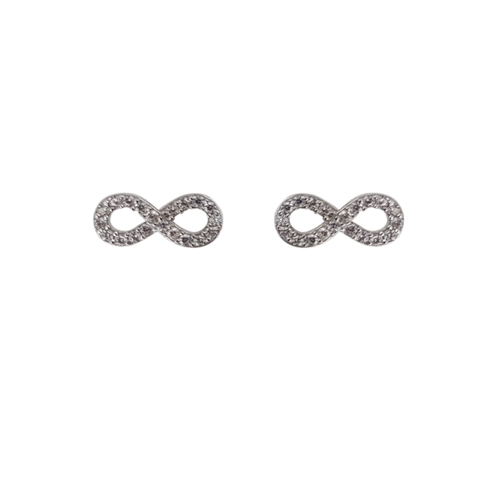 Cercei dama,infinit,din argint,cu zirconia,culoare argintie