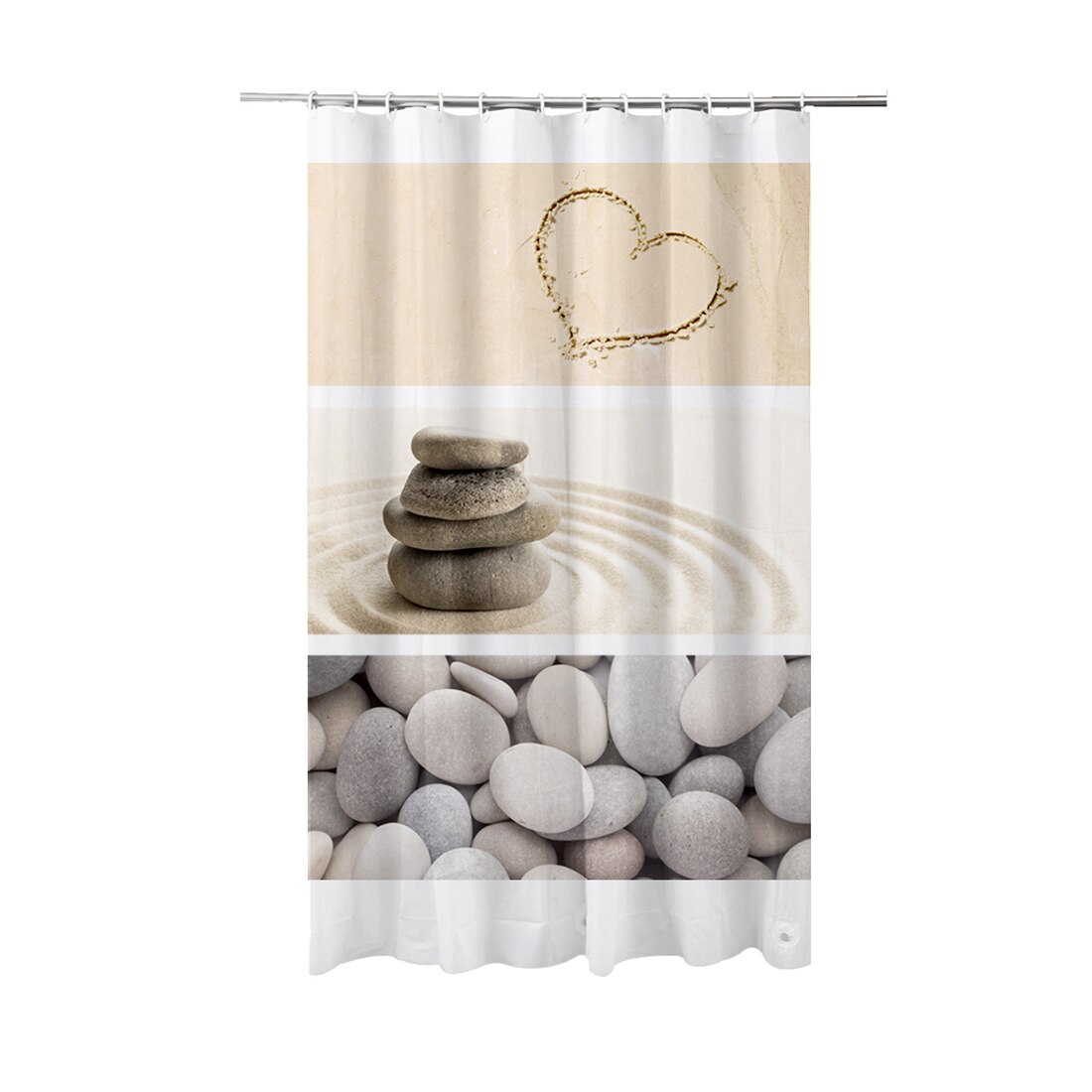 Perdea de dus textila , 100% poliester , 180x200cm, decor inima