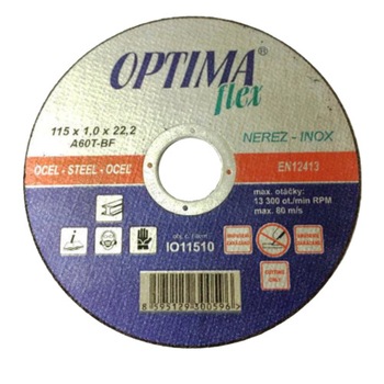 Disc abraziv pentru taiat metal si Inox Optima flex , 125 x 1.0 x 22.2 mm Disc abraziv pentru taiat metal si Inox Optima flex , 125 x 1.0 x 22.2 mm