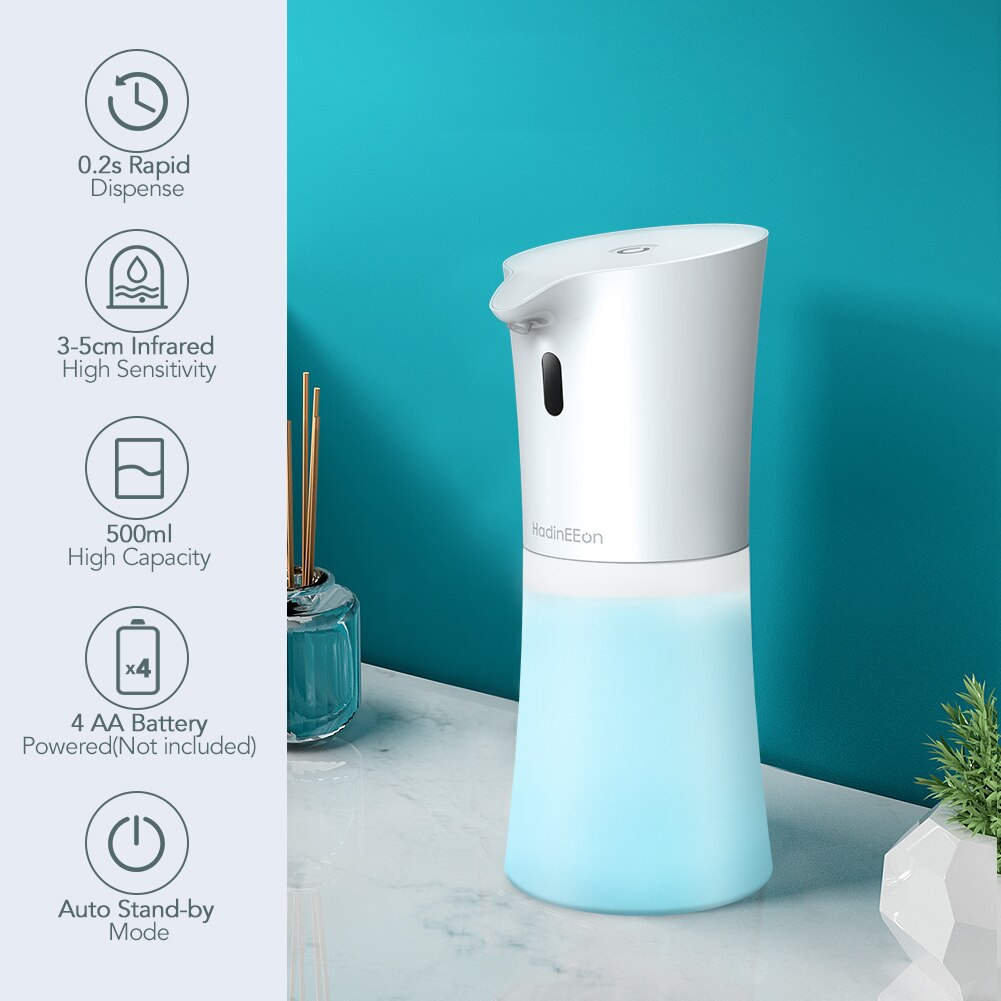 Dispenser dezinfectant, HadinEEon, 500ml, Alb/Albastru eMAG.ro