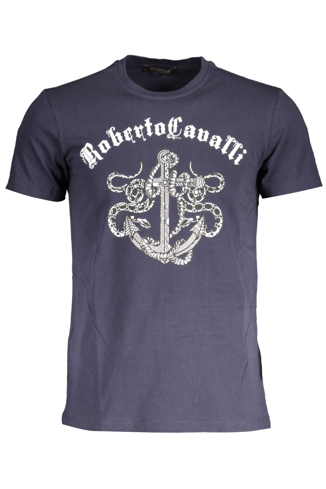 Tricou Barbati, ROBERTO CAVALLI, 9101527, Logo, Albastru, Albastru, L