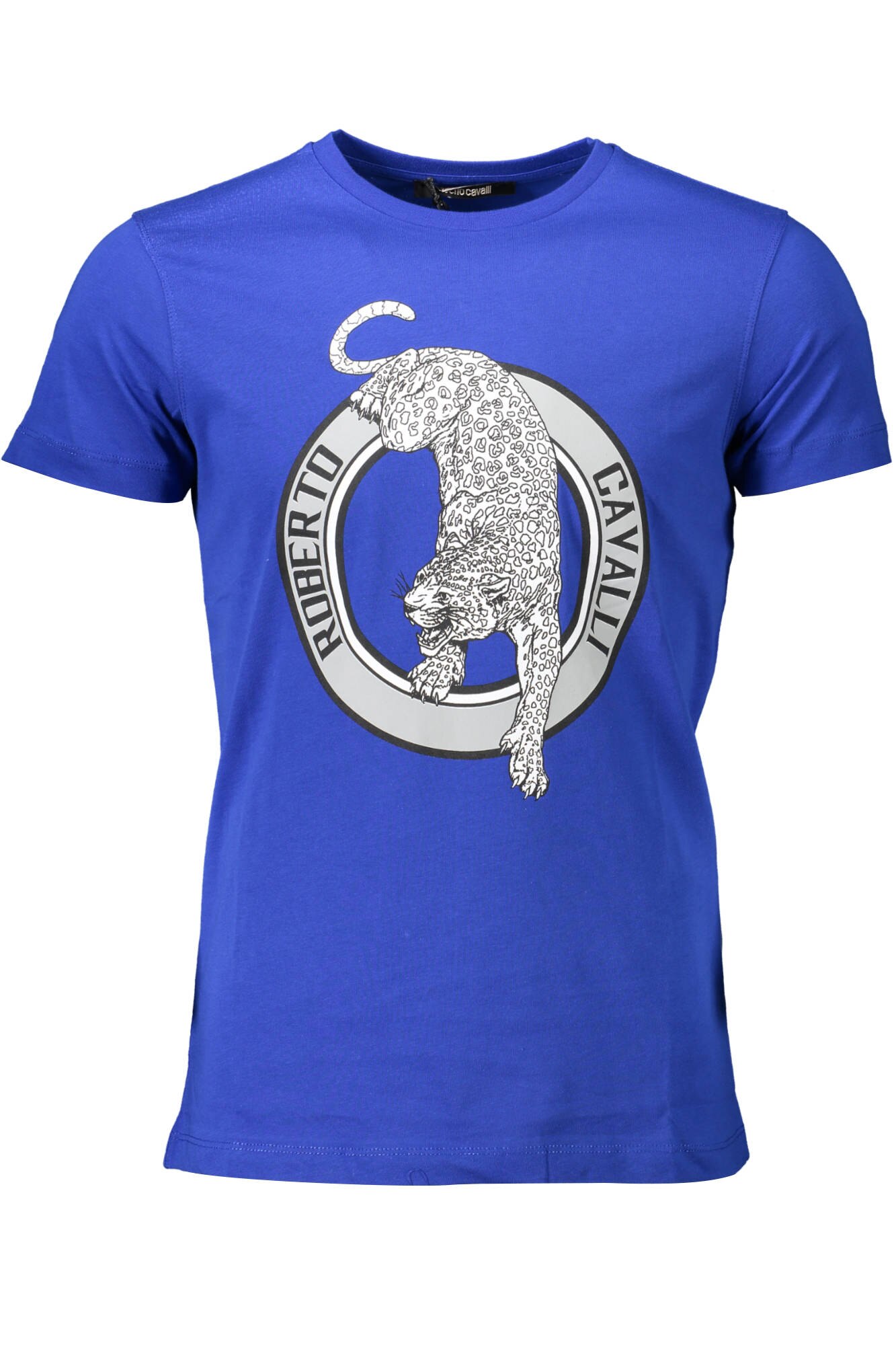 Tricou Barbati, ROBERTO CAVALLI, 9101923, Logo, Albastru, Albastru, S
