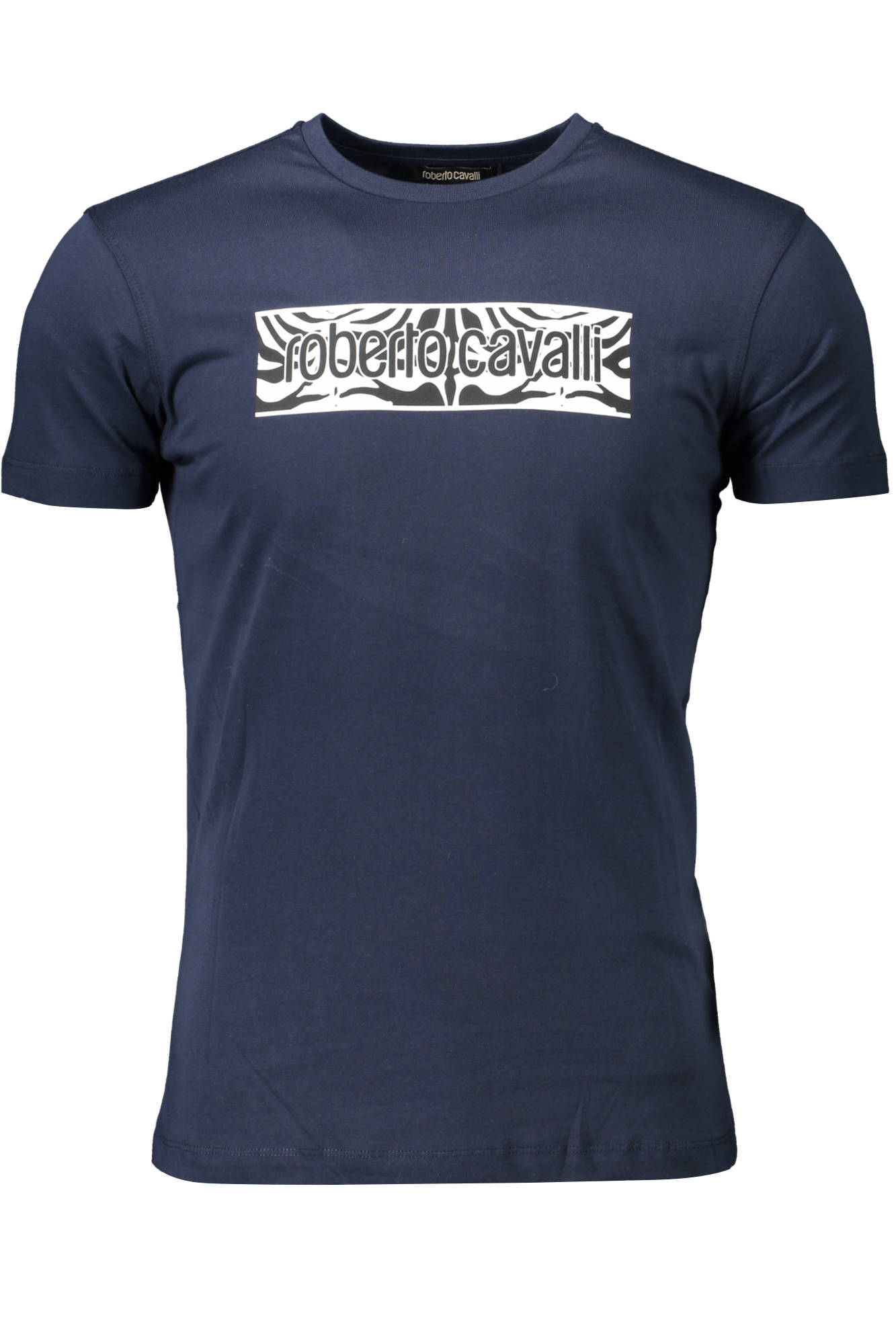 Tricou Barbati, ROBERTO CAVALLI, 9101675, Logo, Albastru, Albastru, M