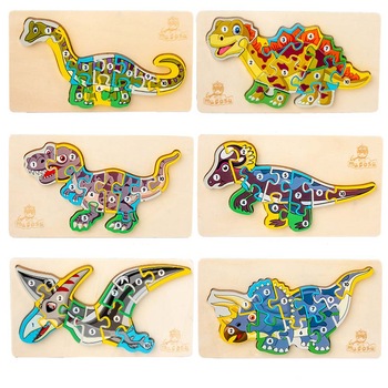 Set 6 puzzle-uri 3D din lemn – Dinozauri, 60 piese, WD9554 RCO® Set 6 puzzle-uri 3D din lemn – Dinozauri, 60 piese, WD9554 RCO®