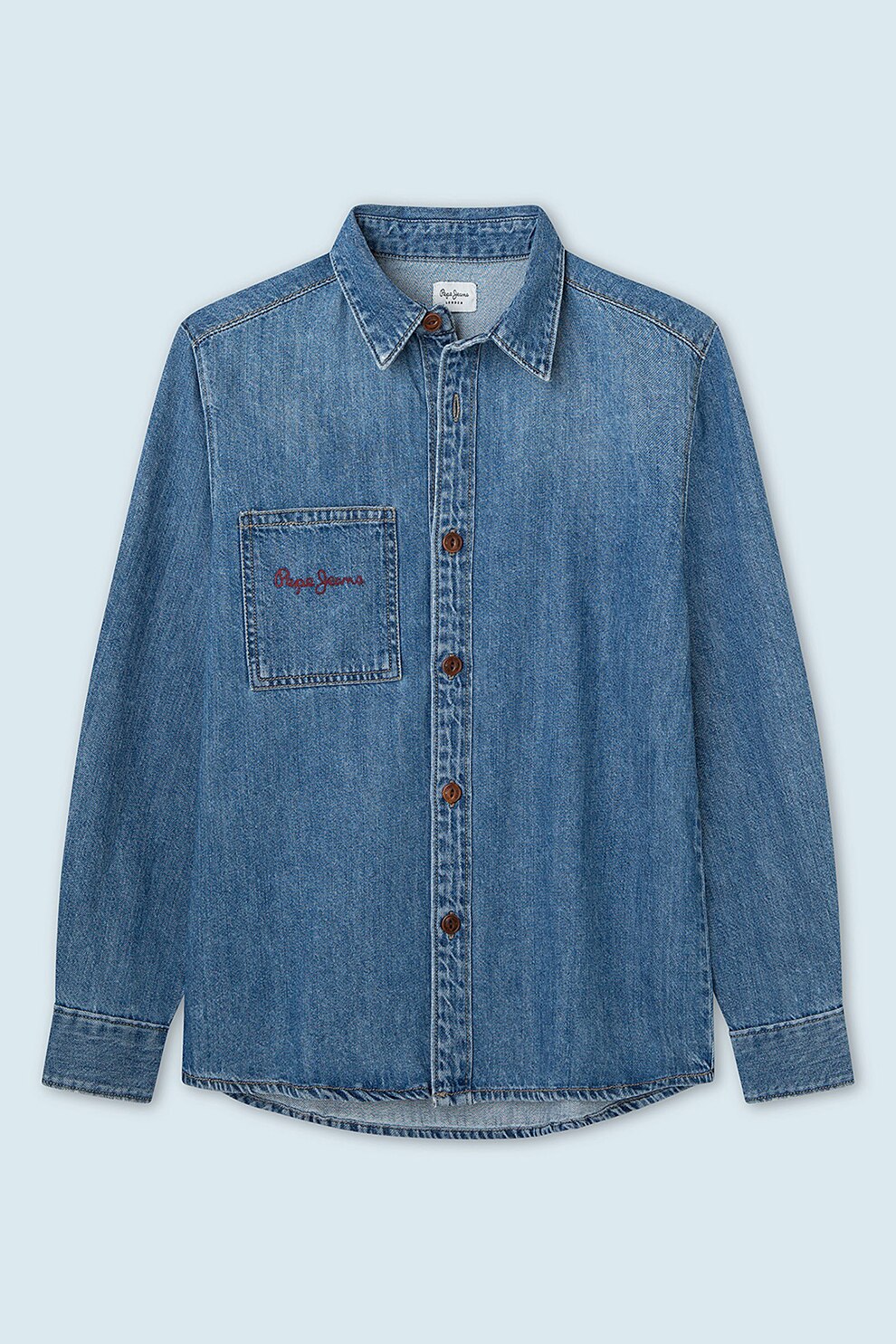 Pepe Jeans London, Camasa din denim cu buzunar aplicat Harry, Albastru, 164 CM