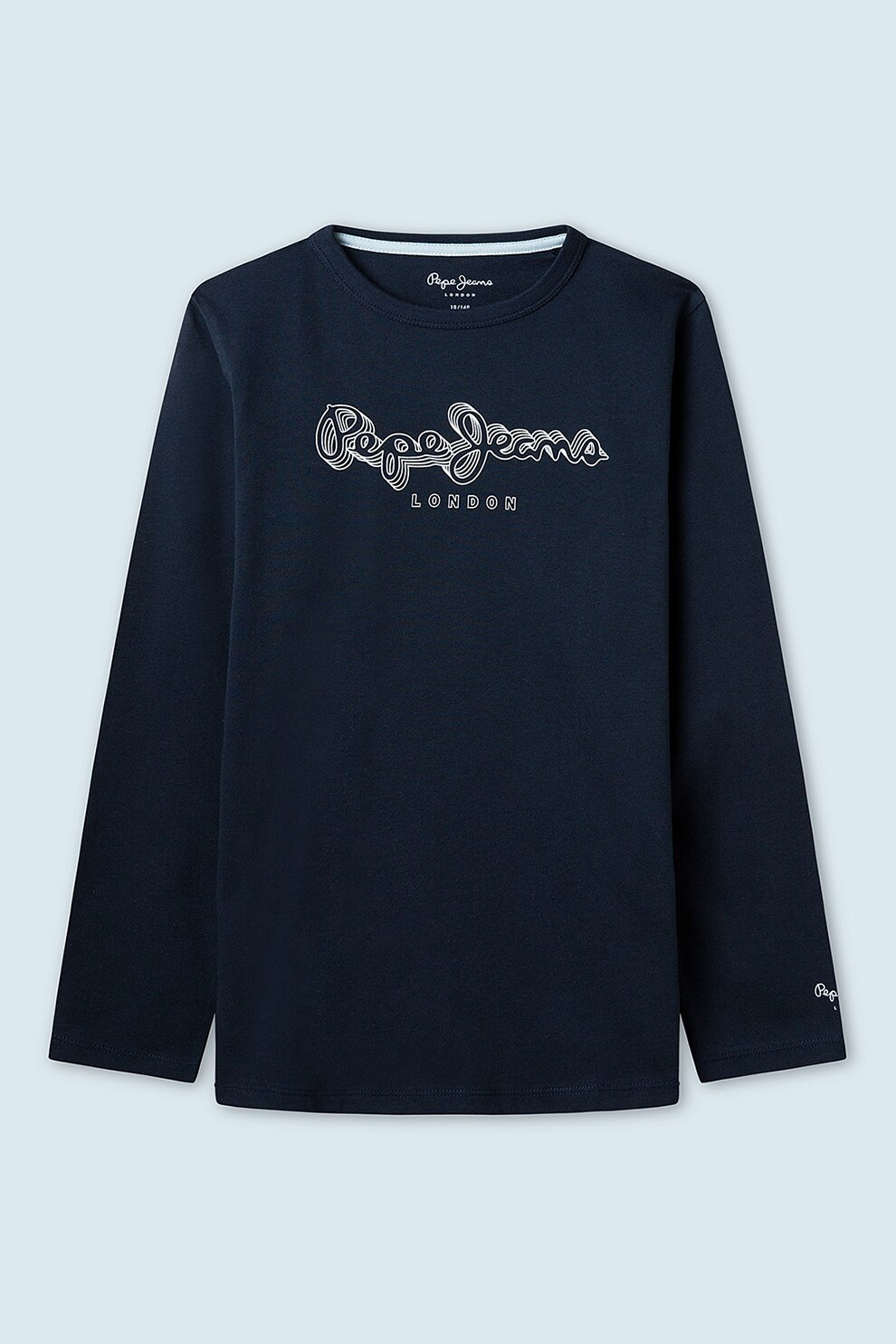 Pepe Jeans London, Bluza de bumbac cu logo, bleumarin inchis, alb, 105 CM