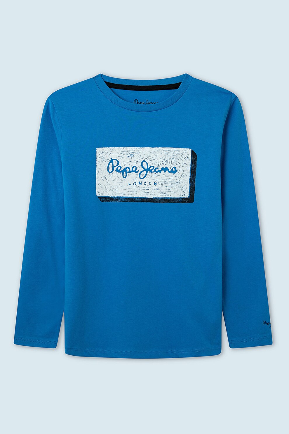 Pepe Jeans London, Bluza cu imprimeu logo Asier, Albastru/Alb