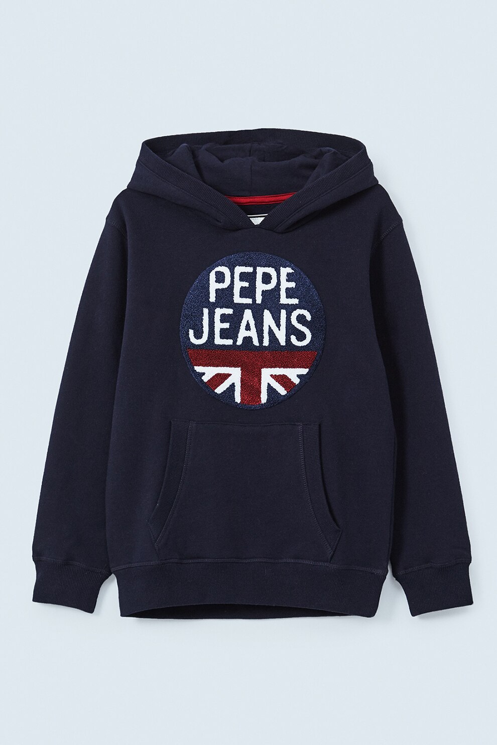Pepe Jeans London, Hanorac cu logo din material terry Alexander, Bleumarin inchis/Alb/Rosu inchis