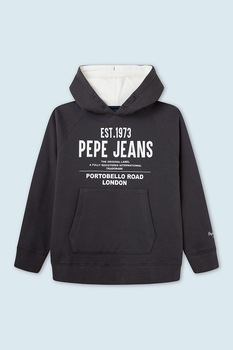 Pepe Jeans London, Hanorac cu buzunar kangaroo Jareth, Gri inchis/Alb Pepe Jeans London, Hanorac cu buzunar kangaroo Jareth, Gri inchis/Alb