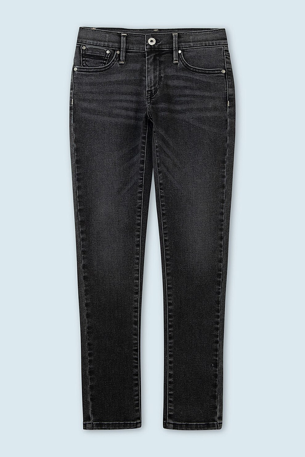 Pepe Jeans London, Blugi skinny cu talie medie Pixlette, Gri inchis