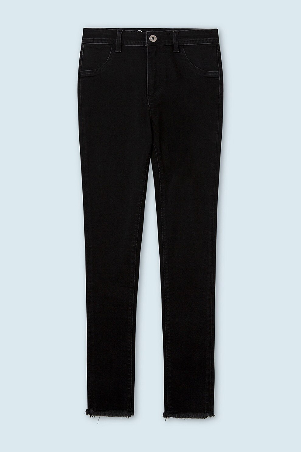 Pepe Jeans London, Blugi cu talie inalta si terminatii nefinisate, Negru, 164 CM