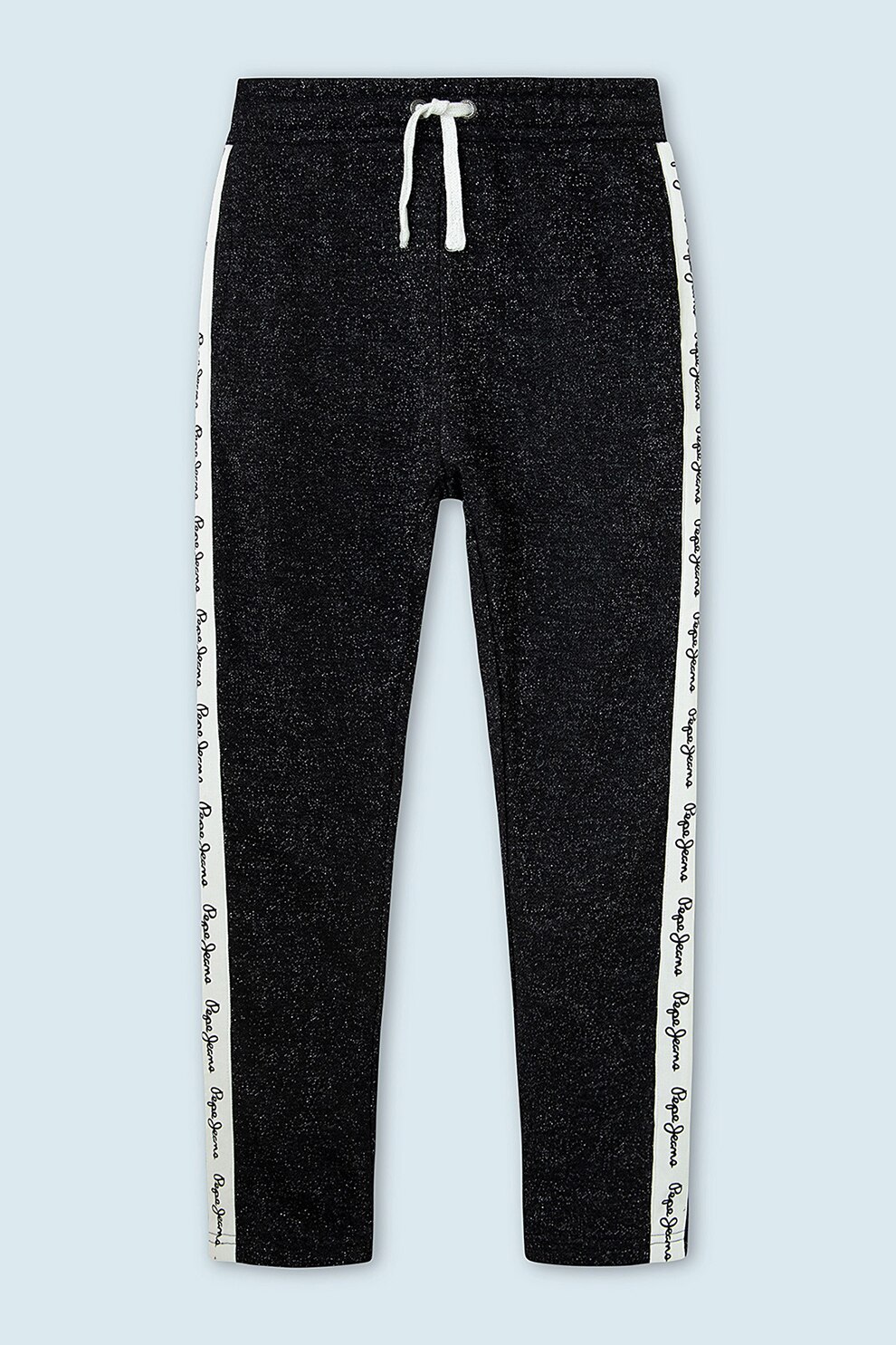 Pepe Jeans London, Pantaloni sport cu talie inalta si banda cu logo, Gri inchis/Alb, 176 CM