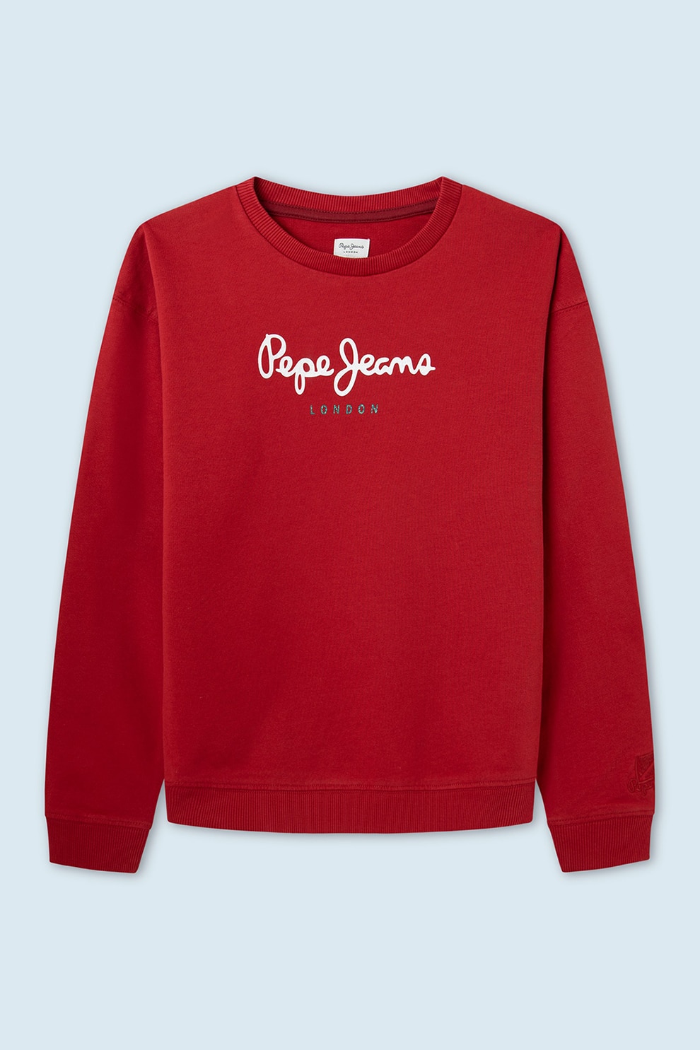 Pepe Jeans London, Bluza sport cu imprimeu logo, Rosu/Alb