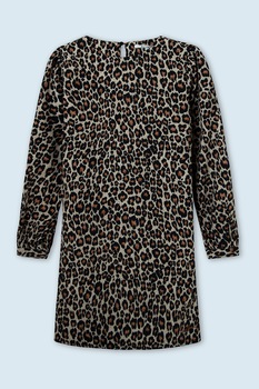 Pepe Jeans London, Rochie mini cu animal print, maro camel, maro, negru Pepe Jeans London, Rochie mini cu animal print, maro camel, maro, negru